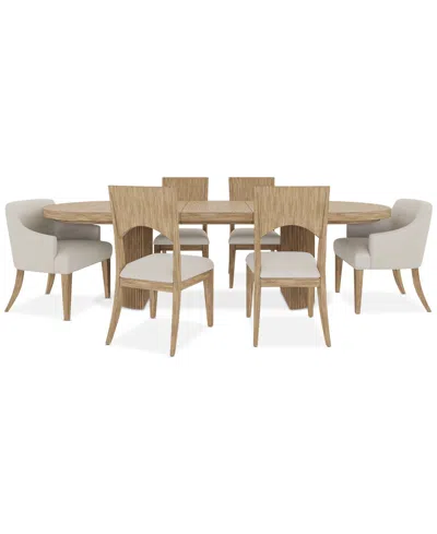Macy's Frandlyn 7pc Dining Set (table + 4 Side Chairs + 2 Host Chairs) In Brown