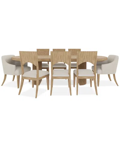 Macy's Frandlyn 9pc Dining Set (table + 6 Side Chairs + 2 Host Chairs) In Brown