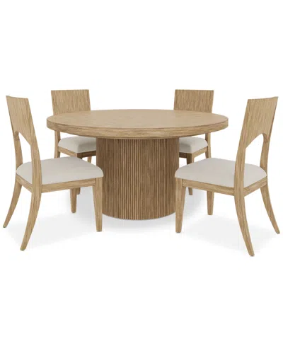 Macy's Frandlyn 5pc Dining Set (round Table + 4 Side Chairs) In Brown