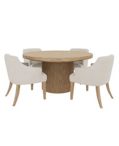 Macy's Frandlyn 5pc Dining Set (round Table + 4 Host Chairs) In Brown