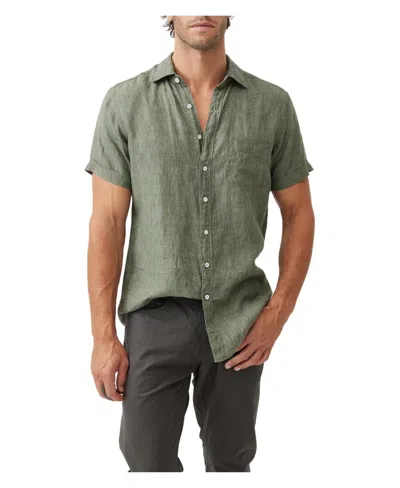 Rodd & Gunn Palm Beach Sports Fit Short Sleeve Linen Button-up Shirt In Green