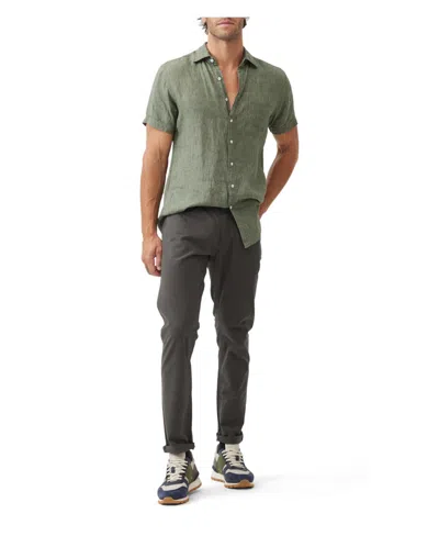 Rodd & Gunn Palm Beach Sports Fit Short Sleeve Linen Button-up Shirt In Green