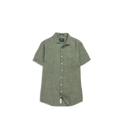 Rodd & Gunn Palm Beach Sports Fit Short Sleeve Linen Button-up Shirt In Green