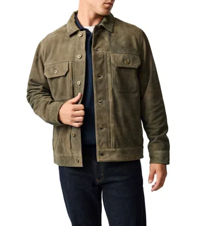Rodd & Gunn Little River Suede Trucker Jacket In Brown