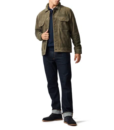 Rodd & Gunn Little River Suede Trucker Jacket In Brown