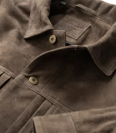 Rodd & Gunn Little River Suede Trucker Jacket In Brown