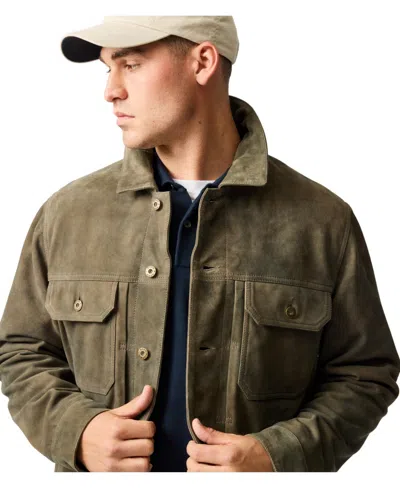 Rodd & Gunn Little River Suede Trucker Jacket In Brown