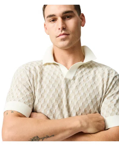 Rodd & Gunn Galdfield Regular Fit Textured Knit Polo Shirt In Cream