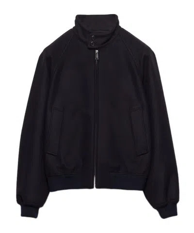 Prada Blue Wool And Cashmere Zip Jacket In Blue