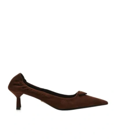 Prada Pointed High Heels In Brown