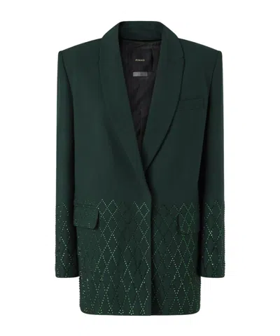Pinko Blazer Oversize À Strass In Green