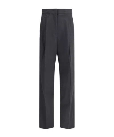 Fabiana Filippi Gray Fleece Wool Casual Pants In Black