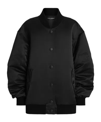 Dolce & Gabbana Oversized Jacket With Embossed Print In Black