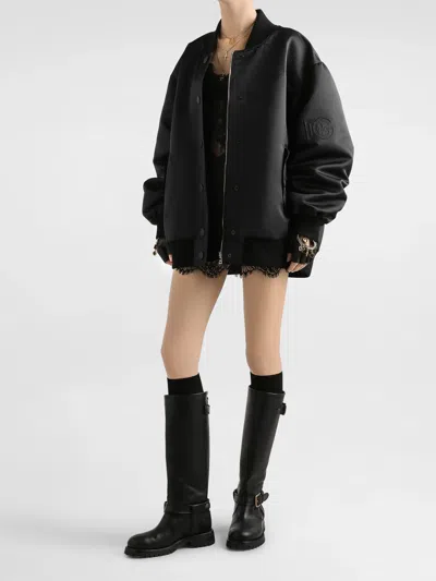 Dolce & Gabbana Oversized Jacket With Embossed Print In Black