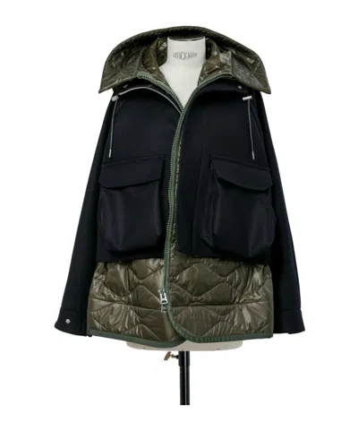 Sacai Wool Melton Blouson In Multi