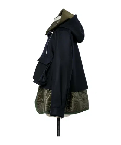 Sacai Wool Melton Blouson In Multi