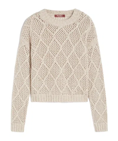 Max Mara Boxy Sweater In Wool And Cashmere With Sequins In Brown