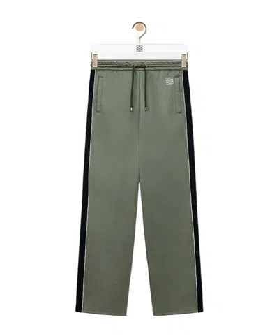 Loewe Drawstring Side-stripe Trousers In Green