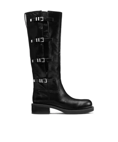 Michael Kors Darringt Boot In Leather With Buckles In Black