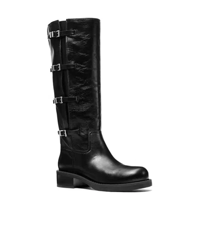 Michael Kors Darringt Boot In Leather With Buckles In Black