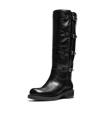 Michael Kors Darringt Boot In Leather With Buckles In Black