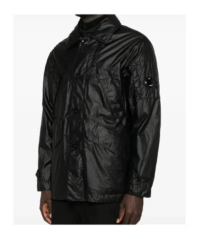 C.p. Company Lens-detail Button-fastening Jacket In Black