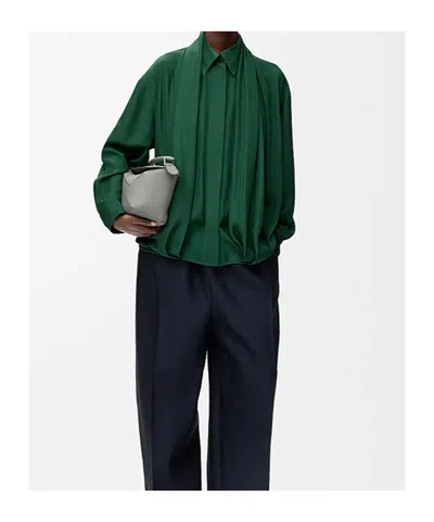 Loewe Charmeuse Balloon Button-down Shirt In Green