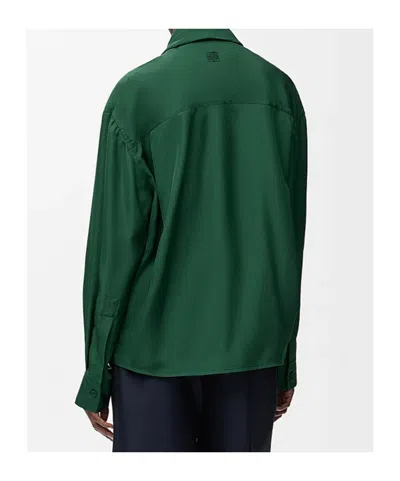 Loewe Charmeuse Balloon Button-down Shirt In Green