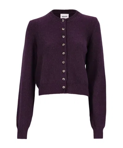 Khaite Everheart Cashmere Knit Cardigan In Purple