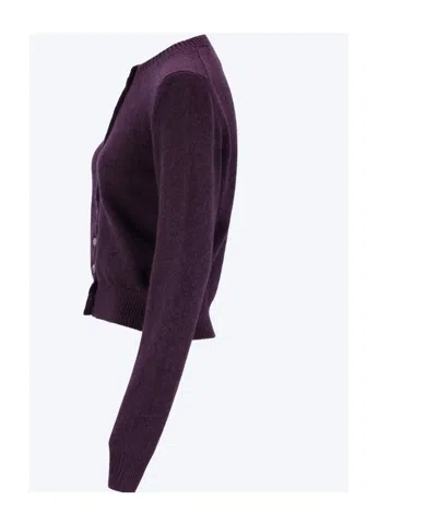 Khaite Everheart Cashmere Knit Cardigan In Purple