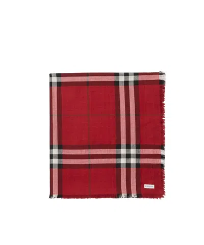 Burberry Reversible Check Wool Silk Scarf In Red