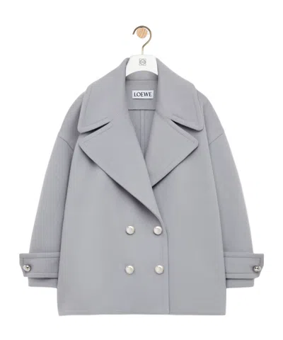 Loewe Pebble Peacoat In Wool In Blue