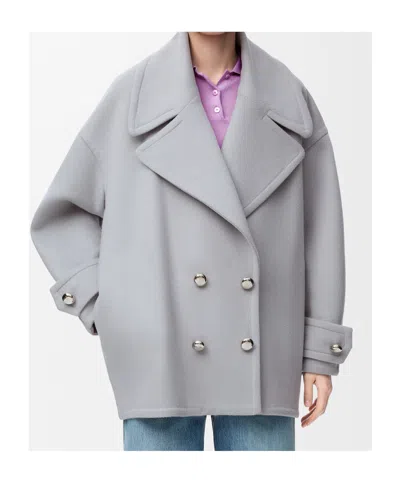 Loewe Pebble Peacoat In Wool In Blue