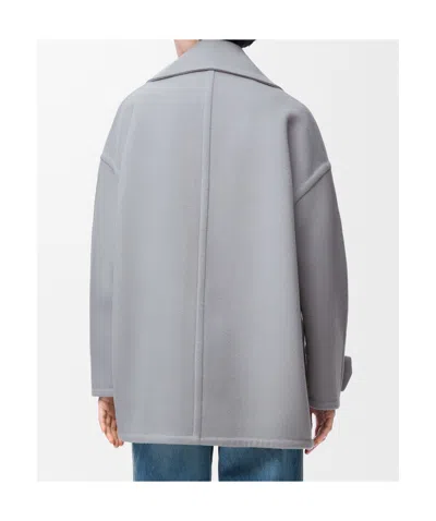 Loewe Pebble Peacoat In Wool In Blue