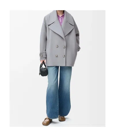 Loewe Pebble Peacoat In Wool In Blue