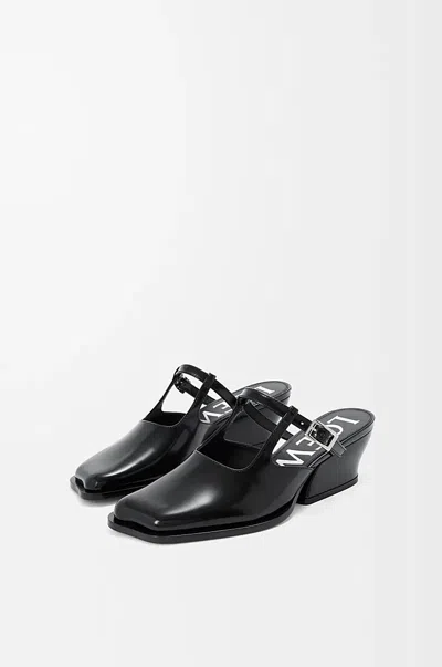Loewe Modern Leather Onda Mules With Block Heel In Black