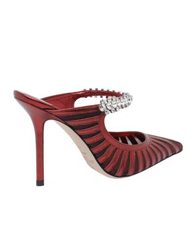 Jimmy Choo Bing 65 Embellished Leather And Mesh Pumps In Red