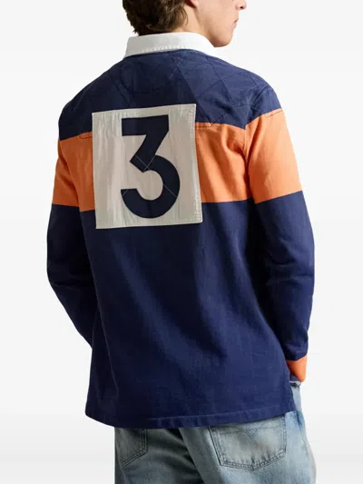 Polo Ralph Lauren Stripe-detail Long-sleeved Polo Shirt In Blue