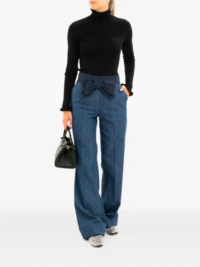 Valentino Denim Bottoms Medium Blue Denim In Blue