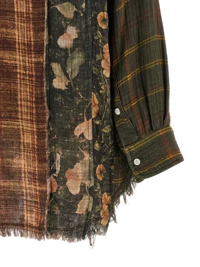 R13 Shredded Seam Drop Neck Plaid Flannel Button-up Shirt In Multi