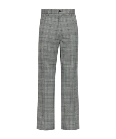 Amiri Checked Flared Trousers In Gray