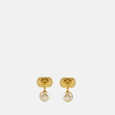 Valentino Pearl Embellished Gold-tone Earrings Collection In Gold
