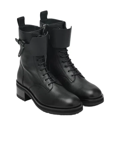 Jimmy Choo Rosabel Flat Black Leather Ankle Boots In Black