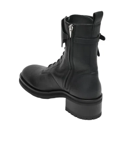 Jimmy Choo Rosabel Flat Black Leather Ankle Boots In Black