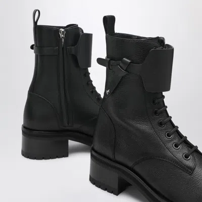 Jimmy Choo Rosabel Flat Black Leather Ankle Boots In Black