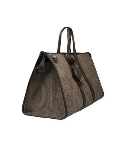 Etro Paisley Pegasus Clutch Bag In Brown