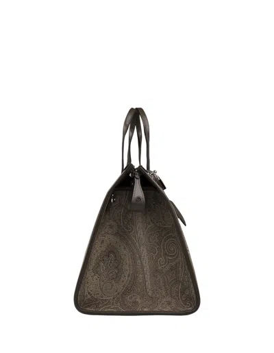 Etro Paisley Pegasus Clutch Bag In Brown