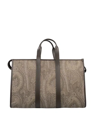 Etro Paisley Pegasus Clutch Bag In Brown