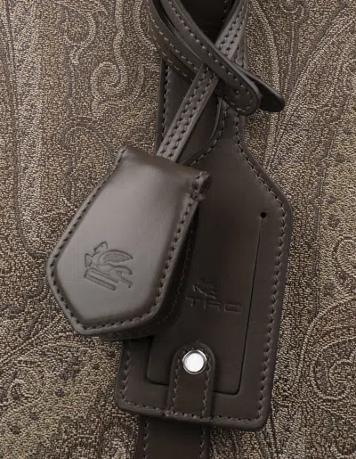 Etro Paisley Pegasus Clutch Bag In Brown