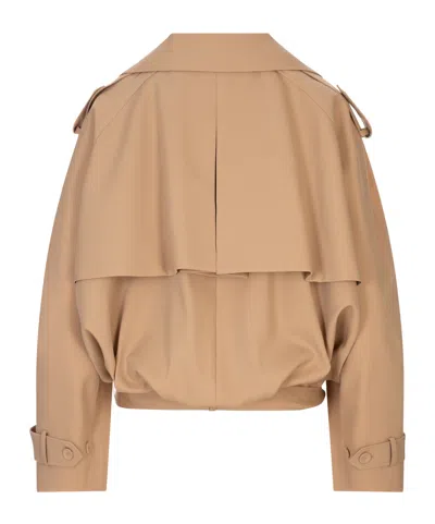 Marni Symbol Short Trench Coat In Neutral